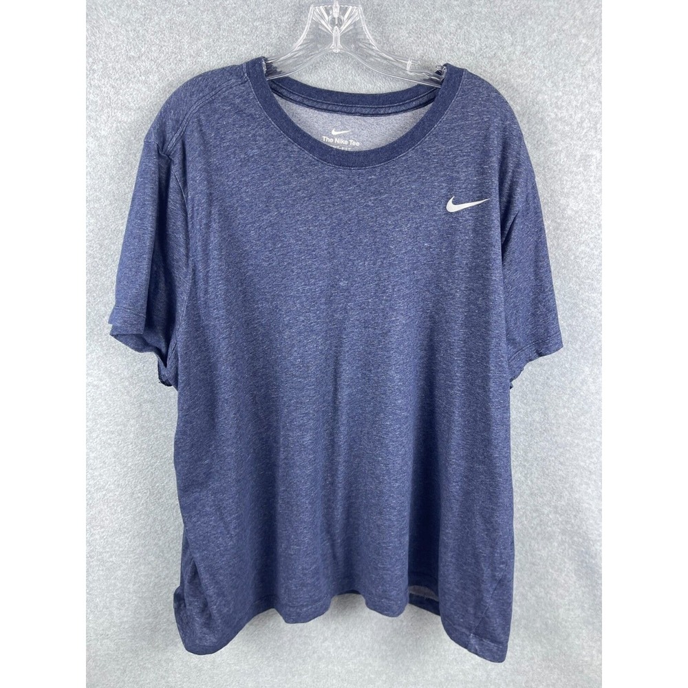 Nike Tee Dri Fit Men's XXL Blue Short Sleeve Crew Neck Ringer Tee Workout Active